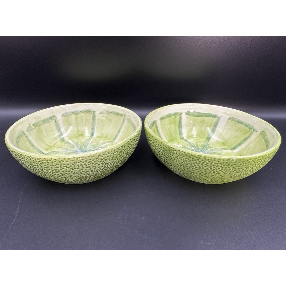 2 ROYAL NORFOLK Green Stoneware Soup Cereal Salad Bowl 6" Diam X 2"H